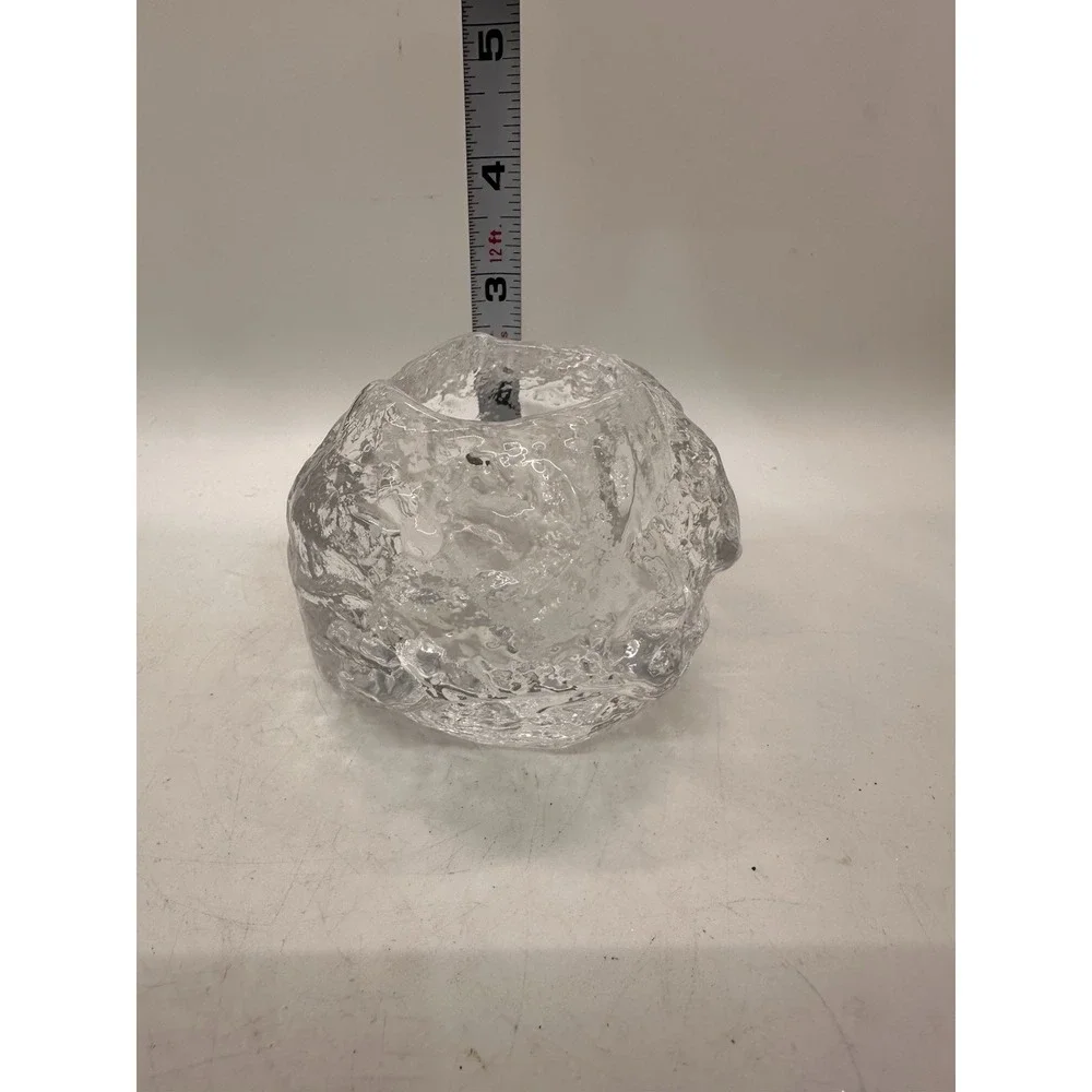 Kosta Boda Votive‎ Holder Snowball Crystal Art Glass Ice Block Candle 3